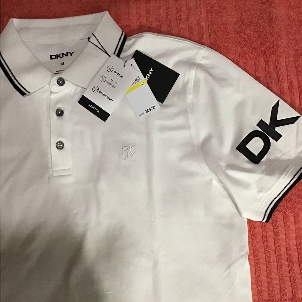 DKNY Men’s LOGO SLEEVE POLO SHIRT M - Picture 12 of 15